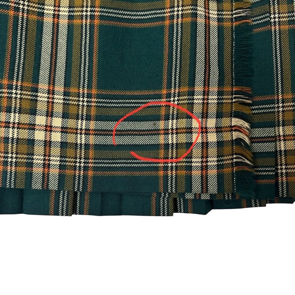 Vintage ALJEAN Canada 100% Green Plaid Wool Pleated Academia Wrap Skirt ~ Size M - Picture 10 of 10